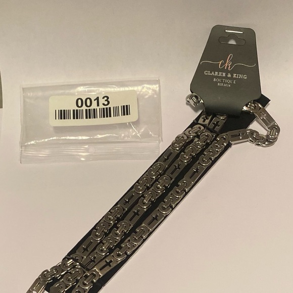 Men’s Stainless Steel Hollow Long Chunky Fashion Cross Necklace and Bracelet. - Picture 7 of 7